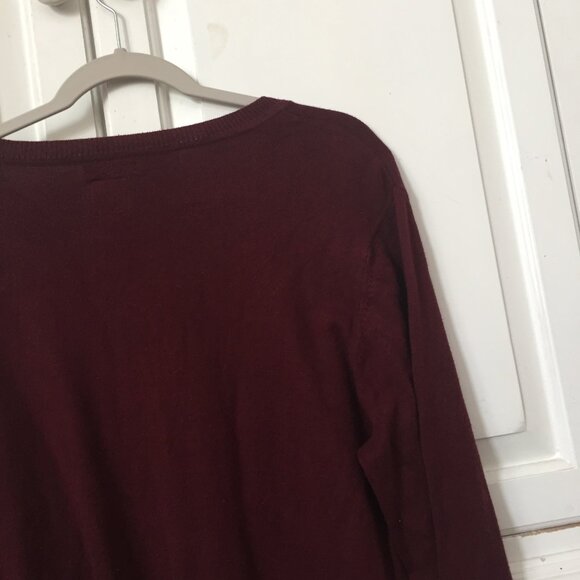 J. Ferrar men's long sleeve burgundy v-neck cotton modal blend sweater size M - Picture 5 of 5